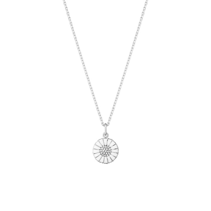 DAISY Hanger Zilver RH WHITE ENAMEL 11 MM Diamant 0.05 ct 45 cm in de groep Kettingen / Diamanten kettingen bij SCANDINAVIAN JEWELRY DESIGN (10010534)