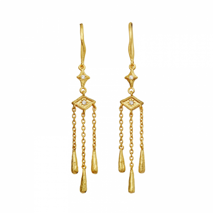 Trio Earrings Gold in de groep Oorbellen / Gouden oorbellen bij SCANDINAVIAN JEWELRY DESIGN (10025A)