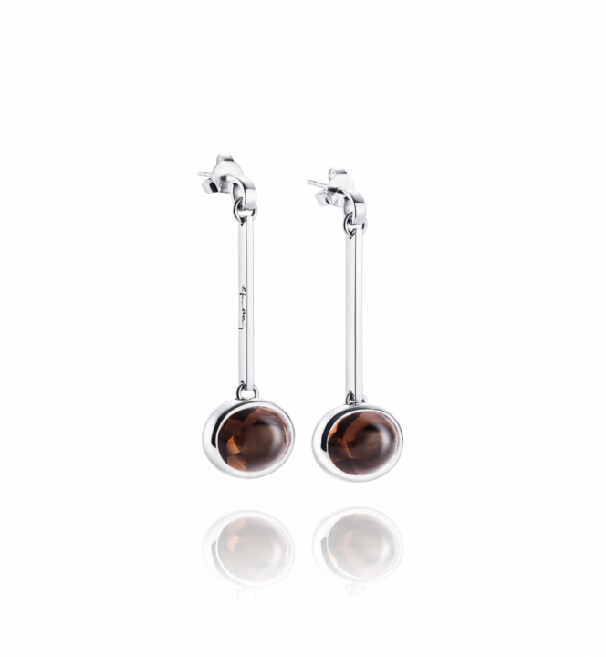 Swinging Love Beads - Smokey Quartz earring Zilver in de groep Oorbellen / Zilveren oorbellen bij SCANDINAVIAN JEWELRY DESIGN (12-100-00460-0000)