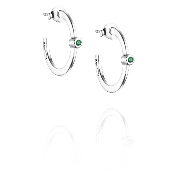 Micro Blink Hoops - Green Emerald Oorbel Zilver in de groep Oorbellen / Zilveren oorbellen bij SCANDINAVIAN JEWELRY DESIGN (12-100-01895-0000)