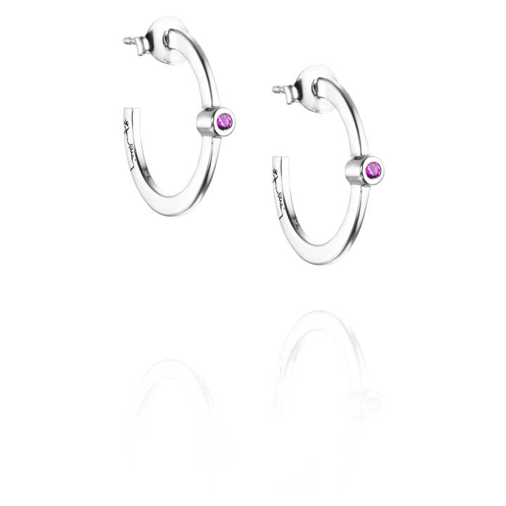 Micro Blink Hoops - Pink Sapphire Oorbel Zilver in de groep Oorbellen / Zilveren oorbellen bij SCANDINAVIAN JEWELRY DESIGN (12-100-01896-0000)