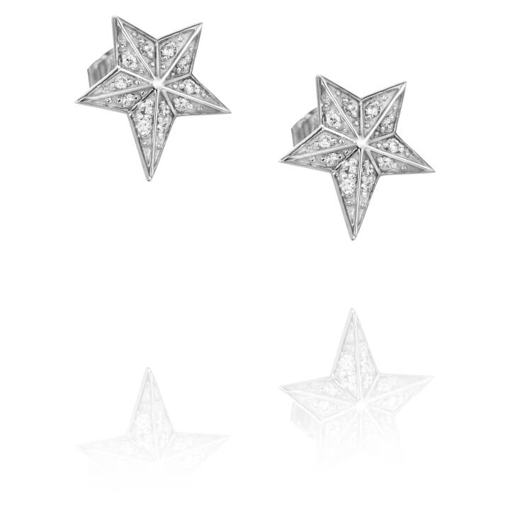 Catch A Falling Star & Stars Oorbel Witgoud in de groep Oorbellen / Witgouden oorbellen bij SCANDINAVIAN JEWELRY DESIGN (12-102-01406-0000)