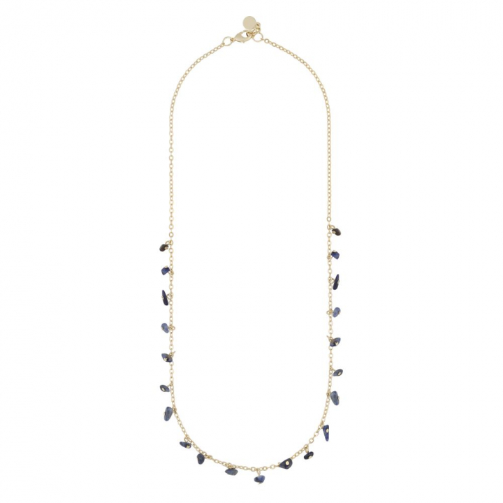 Capri stone charm neck gold blue 45 cm in de groep Kettingen / Gouden kettingen bij SCANDINAVIAN JEWELRY DESIGN (1274-0245-185-45)