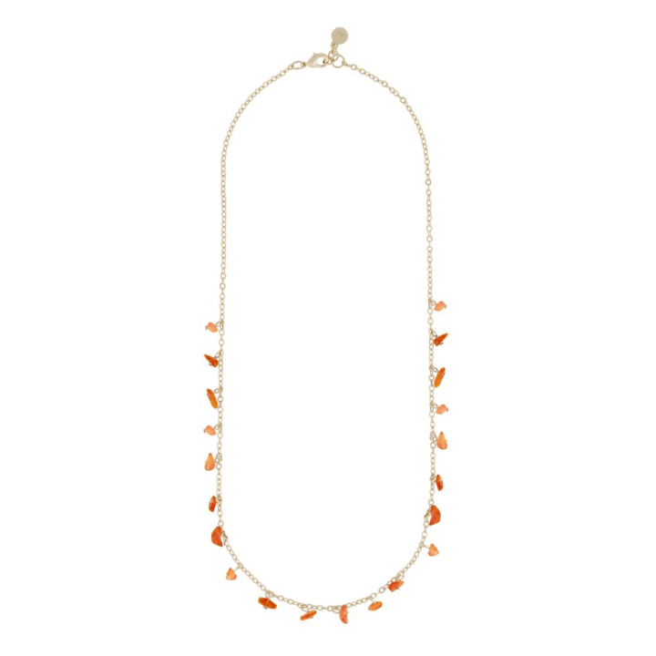 Capri stone charm neck gold orange 45 cm in de groep Kettingen / Gouden kettingen bij SCANDINAVIAN JEWELRY DESIGN (1274-0245-381-45)