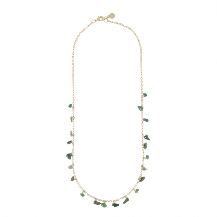 Capri stone charm neck gold green 45 cm in de groep Kettingen / Gouden kettingen bij SCANDINAVIAN JEWELRY DESIGN (1274-0245-397-45)