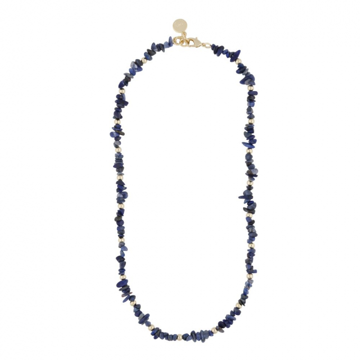 Capri stone neck gold blue 42 cm in de groep Kettingen / Gouden kettingen bij SCANDINAVIAN JEWELRY DESIGN (1274-0342-185-42)