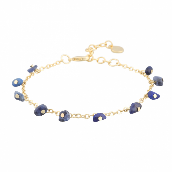 Capri stone charm brace gold blue in de groep Armbanden / Gouden armbanden bij SCANDINAVIAN JEWELRY DESIGN (1274-3300-185-ONE)