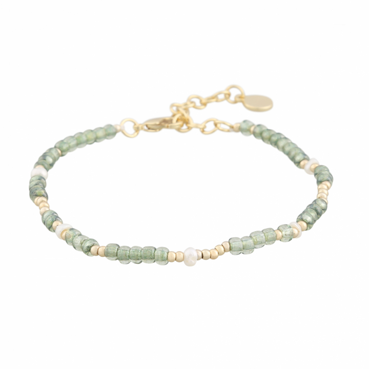 Capri pearl brace gold green in de groep Armbanden / Gouden armbanden bij SCANDINAVIAN JEWELRY DESIGN (1274-3400-397-ONE)