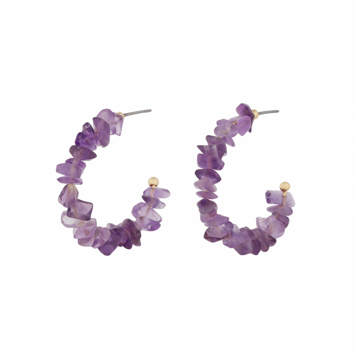 Capri oval ear gold purple in de groep Oorbellen / Gouden oorbellen bij SCANDINAVIAN JEWELRY DESIGN (1274-6200-356-ONE)