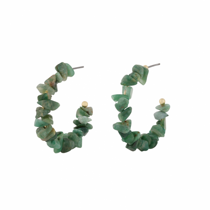 Capri oval ear gold green in de groep Oorbellen / Gouden oorbellen bij SCANDINAVIAN JEWELRY DESIGN (1274-6200-397-ONE)