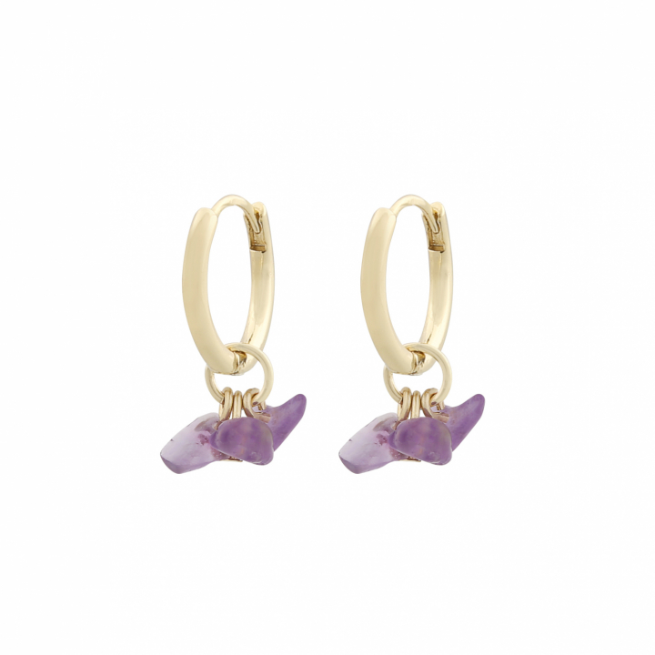 Capri ring pendant ear gold purple in de groep Oorbellen / Gouden oorbellen bij SCANDINAVIAN JEWELRY DESIGN (1274-6300-356-ONE)