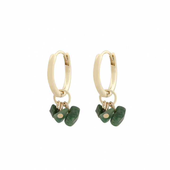 Capri ring pendant ear gold green in de groep Oorbellen / Gouden oorbellen bij SCANDINAVIAN JEWELRY DESIGN (1274-6300-397-ONE)