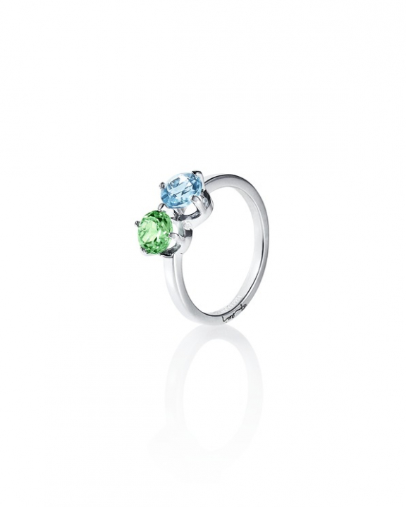 Product Image for Efva Attling The Sea & I Ring Silver Green Sapphire/Topaz 15.50