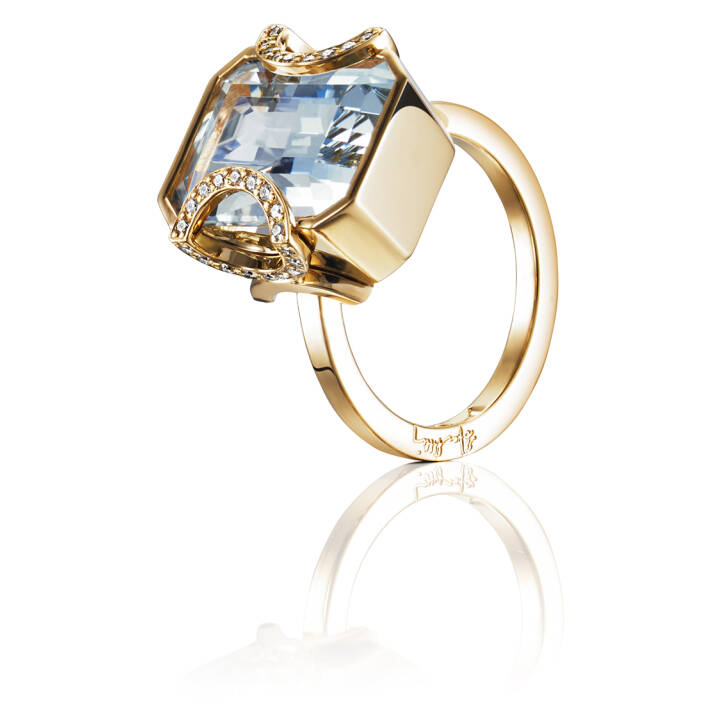 Little Magic Star - Aquamarine Ring goud in de groep Ringen / Verlovings- & trouwringen bij SCANDINAVIAN JEWELRY DESIGN (13-101-01241)