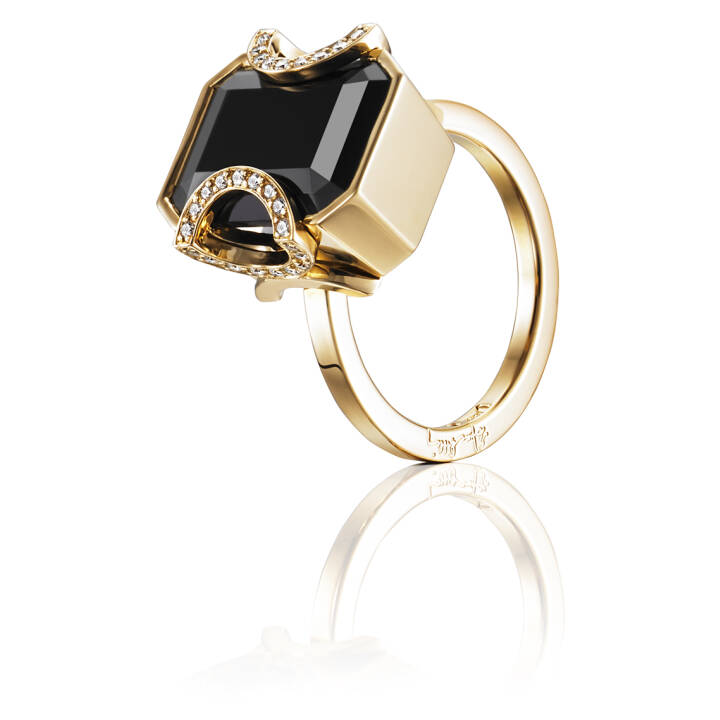 Product Image for Efva Attling Little Magic Star - Onyx Ring goud 15.00 mm