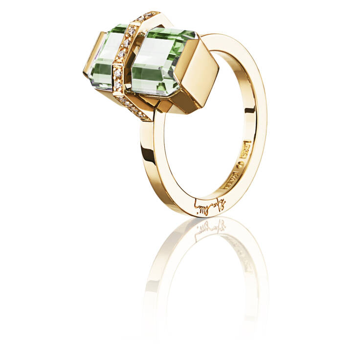 Little Bend Over - Green Quartz Ring goud in de groep Ringen / Gouden ringen bij SCANDINAVIAN JEWELRY DESIGN (13-101-01962)