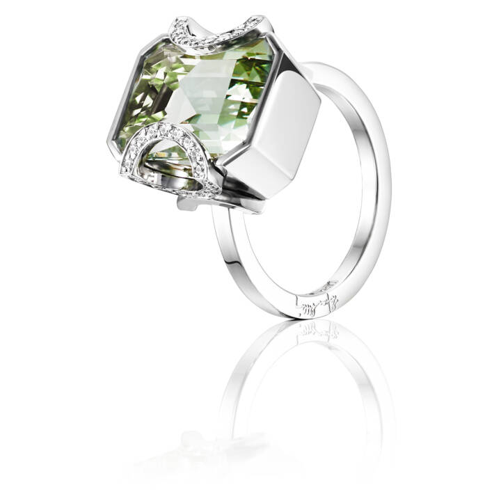 Product Image for Efva Attling Little Magic Star - Green Quartz Ring Witgoud 15.00 mm