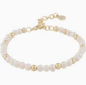 Julie small brace Gold white in de groep Armbanden / Gouden armbanden bij SCANDINAVIAN JEWELRY DESIGN (1311-3200-362)