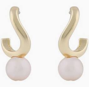 Julie small ear Gold white in de groep Oorbellen / Gouden oorbellen bij SCANDINAVIAN JEWELRY DESIGN (1311-6400-362)