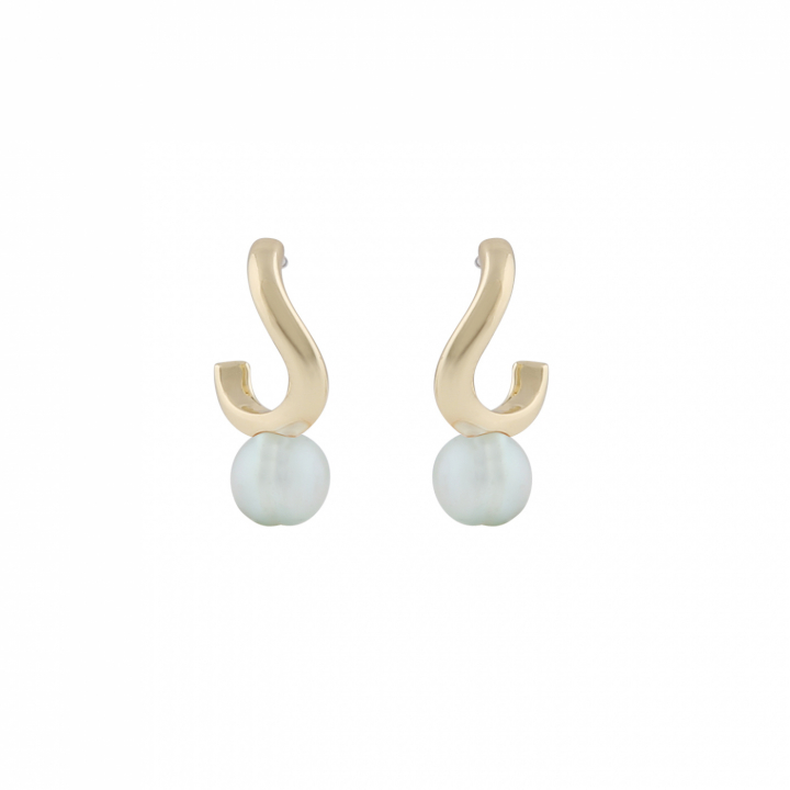 Julie small ear Gold light blue in de groep Oorbellen / Gouden oorbellen bij SCANDINAVIAN JEWELRY DESIGN (1311-6400-378)
