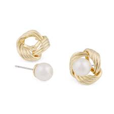 Soap pearl knot ear Gold in de groep Oorbellen / Pareloorbellen bij SCANDINAVIAN JEWELRY DESIGN (1339-6400-362)