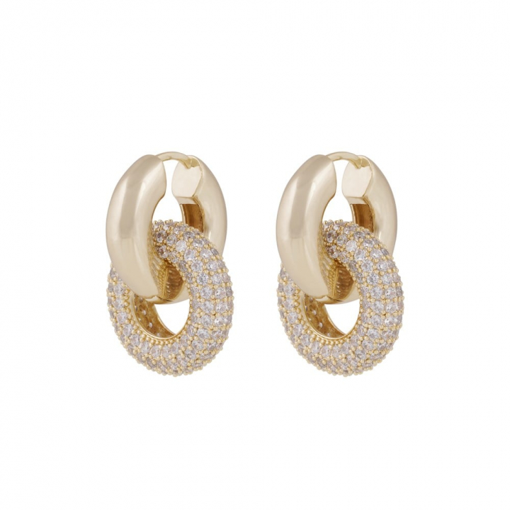 Liz double ring crystal Earrings Gold in de groep Oorbellen / Gouden oorbellen bij SCANDINAVIAN JEWELRY DESIGN (1359-6200-251)