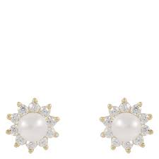 Line pearl Earrings Gold in de groep Oorbellen / Pareloorbellen bij SCANDINAVIAN JEWELRY DESIGN (1360-6600-362)