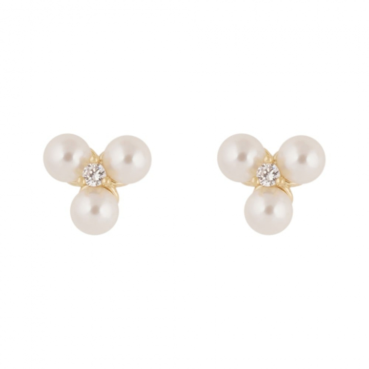 Eira tripple pearl ear Gold in de groep Oorbellen / Pareloorbellen bij SCANDINAVIAN JEWELRY DESIGN (1368-6100-362)