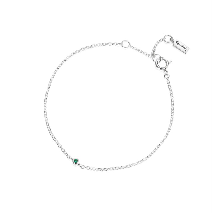 Micro Blink - Green Emerald Armbanden Zilver 16-19 cm in de groep Armbanden / Zilveren armbanden bij SCANDINAVIAN JEWELRY DESIGN (14-100-01893-1619)
