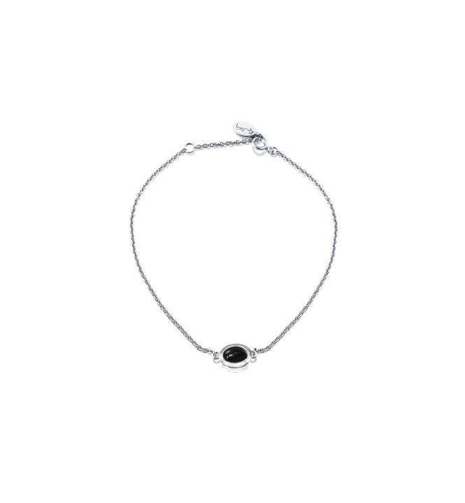 Love bead Bracelet Silver - onyx in de groep Armbanden / Zilveren armbanden bij SCANDINAVIAN JEWELRY DESIGN (14-100-02415-1619)