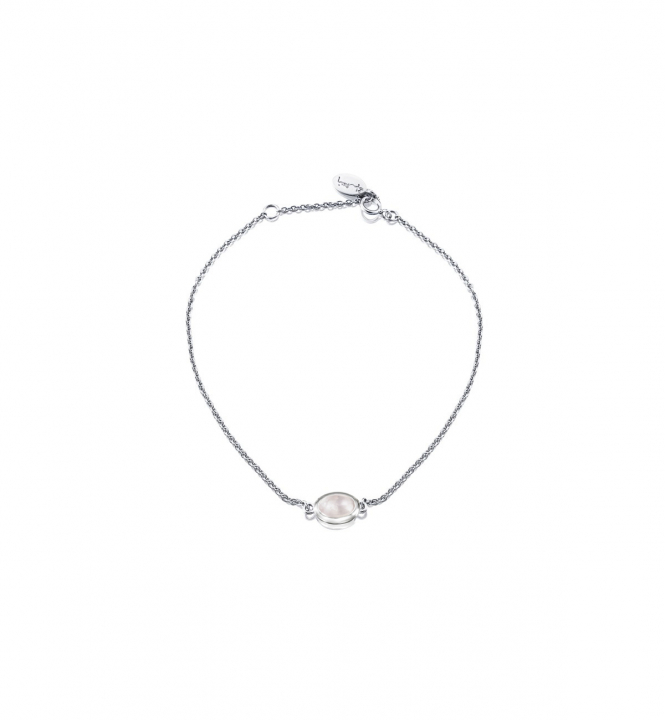 Love bead Bracelet Silver - rose quartz in de groep Armbanden / Zilveren armbanden bij SCANDINAVIAN JEWELRY DESIGN (14-100-02416-1619)