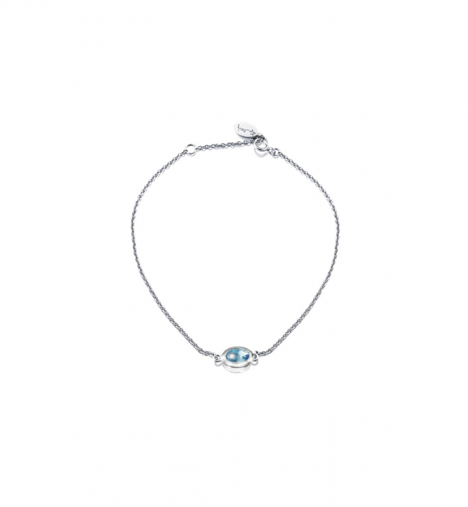 Love bead Bracelet Silver - topaz in de groep Armbanden / Zilveren armbanden bij SCANDINAVIAN JEWELRY DESIGN (14-100-02418-1619)