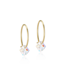 GT Ear Ring 14 mm, Bicone 6 mm, Rainbow in de groep Oorbellen / Gouden oorbellen bij SCANDINAVIAN JEWELRY DESIGN (15-1347-02)