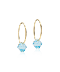 GT Ear Ring 14 mm, Bicone 6 mm, Aquamarine in de groep Oorbellen / Gouden oorbellen bij SCANDINAVIAN JEWELRY DESIGN (15-1347-05)