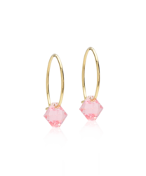 GT Ear Ring 14 mm, Bicone 6 mm, Light Rose in de groep Oorbellen / Gouden oorbellen bij SCANDINAVIAN JEWELRY DESIGN (15-1347-24)