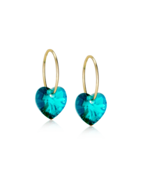 GT Ear Ring 14 mm, Heart 10 mm, Turquoise in de groep Oorbellen / Gouden oorbellen bij SCANDINAVIAN JEWELRY DESIGN (15-1355-11)