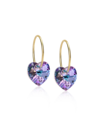 GT Ear Ring 14 mm, Heart 10 mm, Lilac in de groep Oorbellen / Gouden oorbellen bij SCANDINAVIAN JEWELRY DESIGN (15-1355-76)