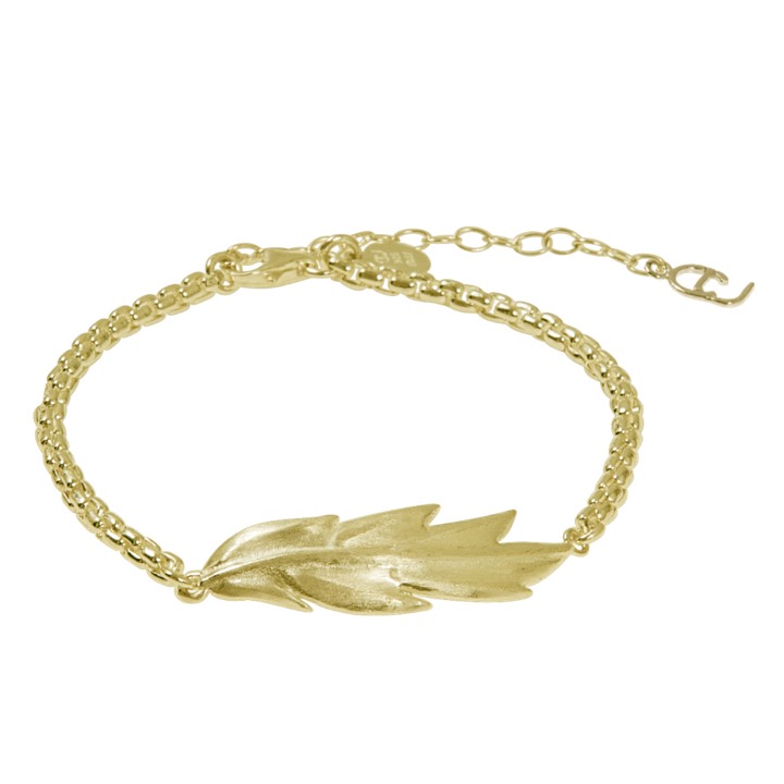 Feather/Leaf chain brace Armbanden goud in de groep Armbanden / Gouden armbanden bij SCANDINAVIAN JEWELRY DESIGN (1524321001)