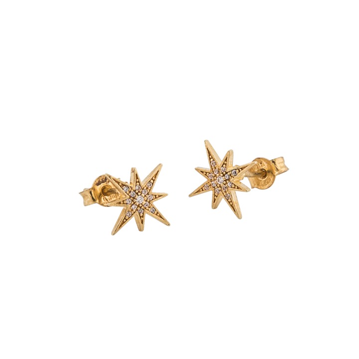 One star Oorbel goud in de groep Oorbellen / Gouden oorbellen bij SCANDINAVIAN JEWELRY DESIGN (1632421001)