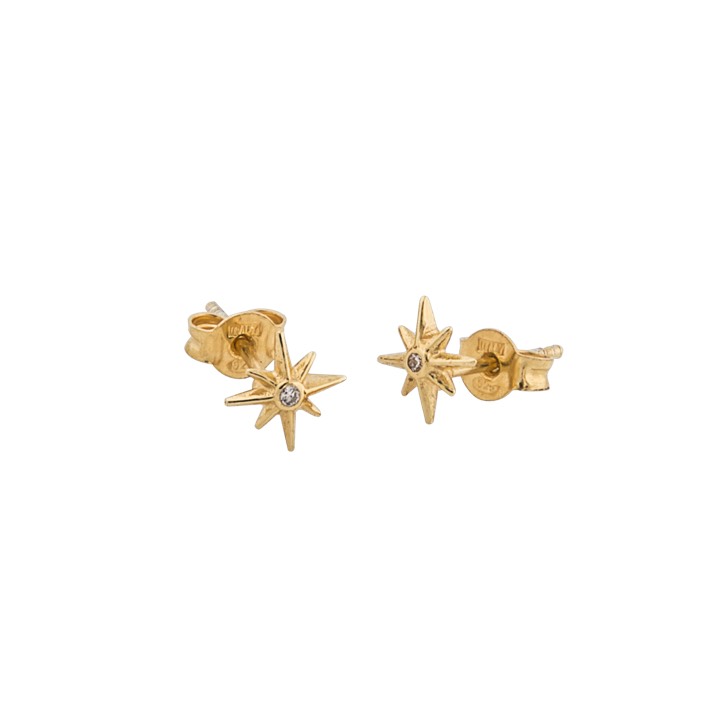 One star small Oorbel goud in de groep Oorbellen / Gouden oorbellen bij SCANDINAVIAN JEWELRY DESIGN (1633421001)