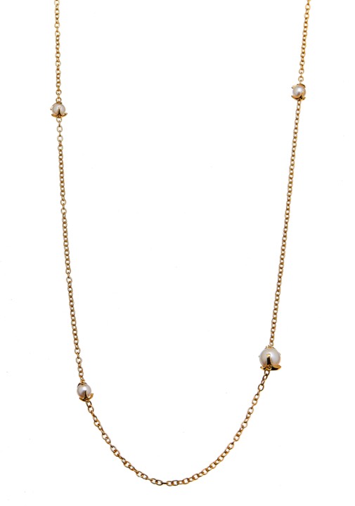 Pearl long chain Kettingen goud 90+5 cm in de groep Kettingen / Gouden kettingen bij SCANDINAVIAN JEWELRY DESIGN (1814222001)
