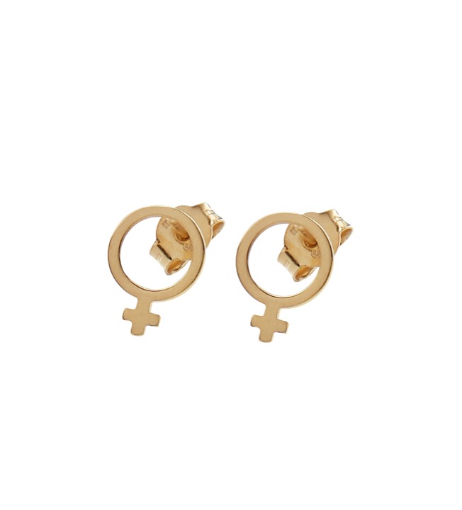 Letters Venus small Oorbel goud in de groep Oorbellen / Gouden oorbellen bij SCANDINAVIAN JEWELRY DESIGN (1826422001)