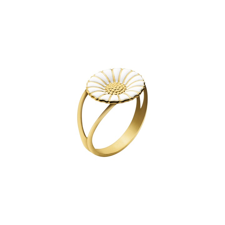 DAISY Ring WHITE ENAMEL 11 mm (goud) in de groep Ringen / Gouden ringen bij SCANDINAVIAN JEWELRY DESIGN (20000310)