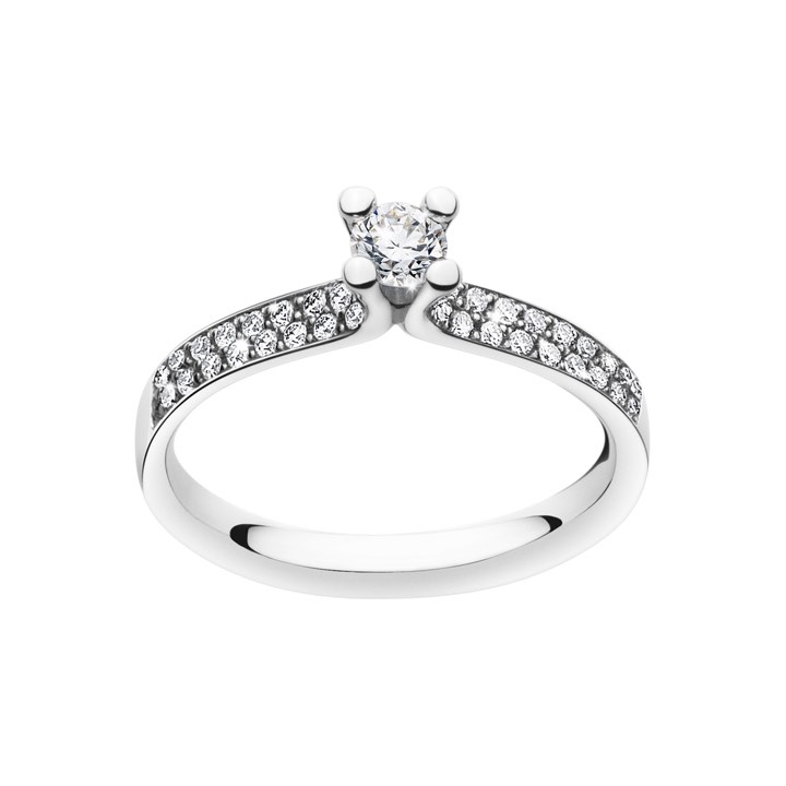 MAGIC SOLITAIRE Ring Diamant PAVÉ 0.33 ct Platinum in de groep Ringen / Verlovings- & trouwringen bij SCANDINAVIAN JEWELRY DESIGN (20000461)