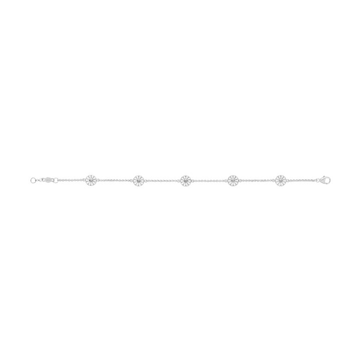 DAISY Armbanden Zilver RH WHITE ENAMEL 5X7 MM DAISY 18.5 cm in de groep Armbanden / Zilveren armbanden bij SCANDINAVIAN JEWELRY DESIGN (20000725)