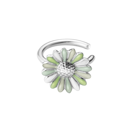 DAISY SMALL EAR CUFF (Zilver) GREEN ENAMEL in de groep Oorbellen / Zilveren oorbellen bij SCANDINAVIAN JEWELRY DESIGN (20001129)