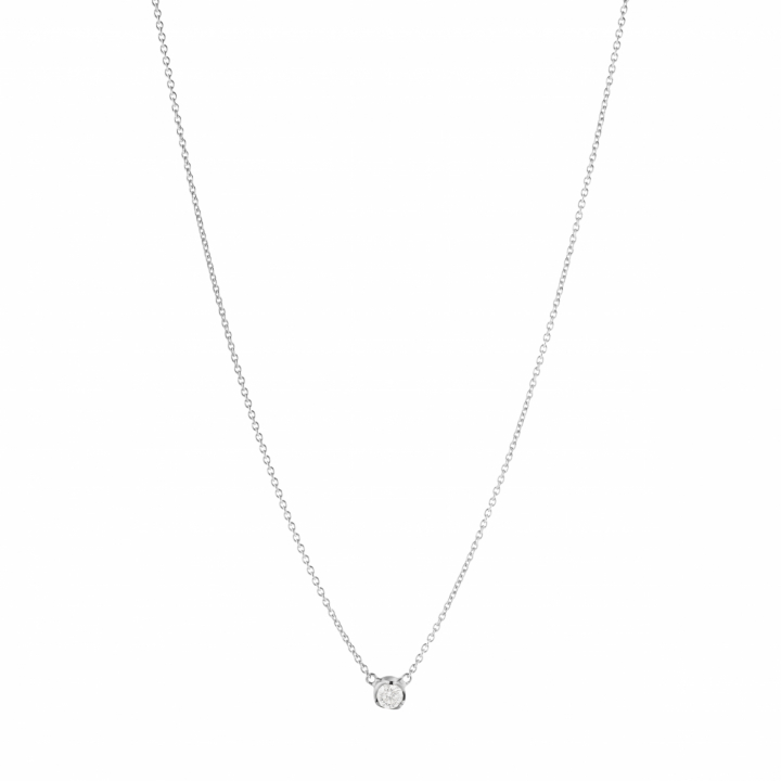 GJ SIGNATURE SOLITAIRE PENDANT White Gold DIAMOND 0.10 CT in de groep Kettingen / Diamanten kettingen bij SCANDINAVIAN JEWELRY DESIGN (20001344)