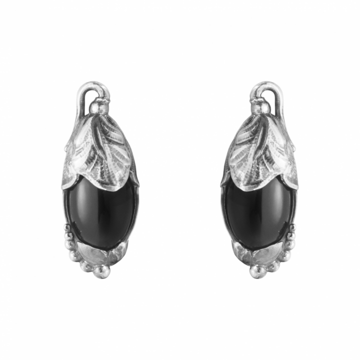 2024 HERITAGE EAR CLIPS Zilver BLACK ONYX in de groep Oorbellen / Zilveren oorbellen bij SCANDINAVIAN JEWELRY DESIGN (20001398)
