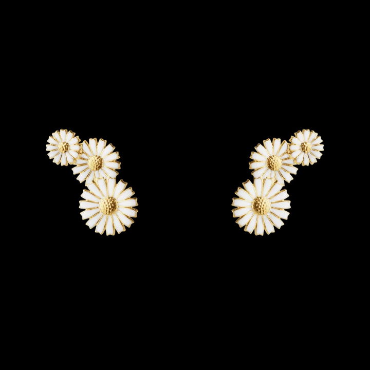 DAISY 3 Flower Earrings Gold in de groep Oorbellen / Gouden oorbellen bij SCANDINAVIAN JEWELRY DESIGN (20001665)