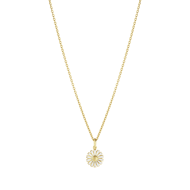 DAISY Pendant gold-plated silver WHITE ENAMEL 11 MM in de groep Kettingen / Gouden kettingen bij SCANDINAVIAN JEWELRY DESIGN (20001717)